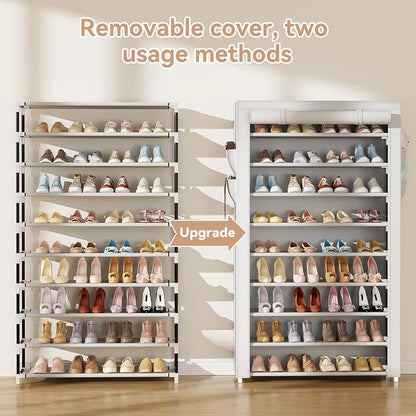 LANTEFUL Shoe Rack with Covers 10 Tier Tall Shoe Rack Organizer Large Capacity - Image 5