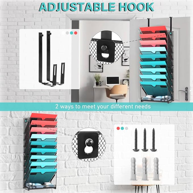 GALASALA Wall File Organizer, 10 Pockets Mesh Hanging File Organizer, Wall - Image 4
