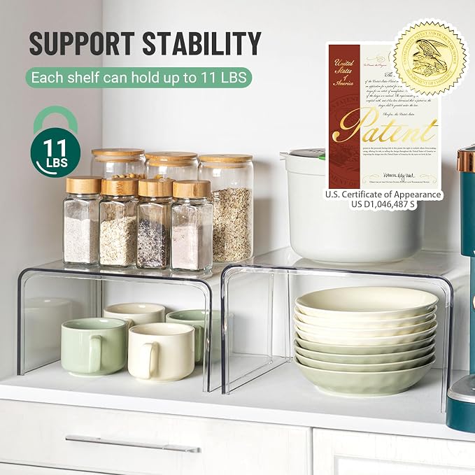 Bobomoment Clear Cabinet Organizer, Stackable Shelf Organizer Set of 2 | - Image 6
