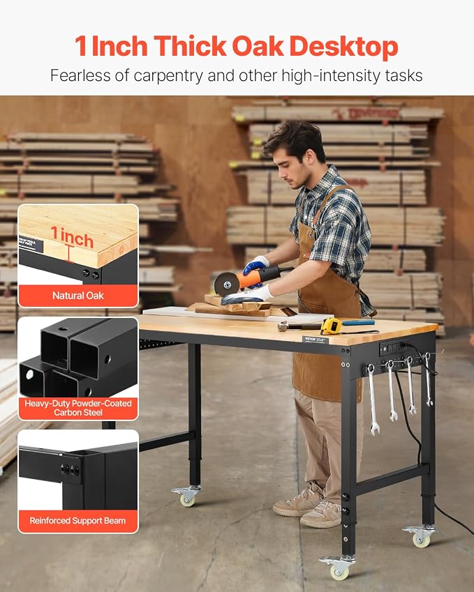 VEVOR Adjustable Workbench, 48-Inch Work Bench - Image 4