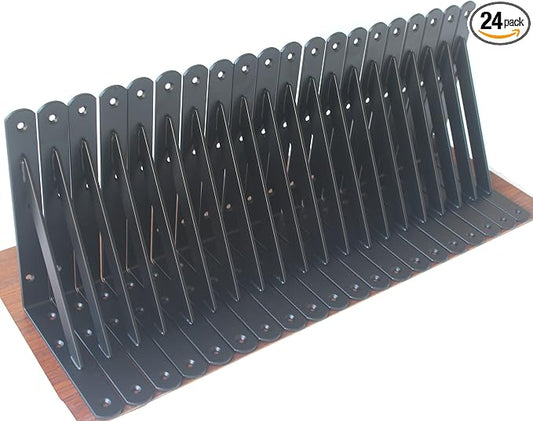 24 Pack L8 x H 6" Black Heavy Duty Shelf Brackets by MHMYDZ