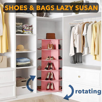 SpaceAid 5 Tier Rotating Shoe Rack Tower, Spinning Shoe Display Lazy Susan - Image 4