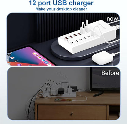 USB Charging Station, 12 Ports USB C Charger, 50W/10A MultiPort Charging Block - Image 4