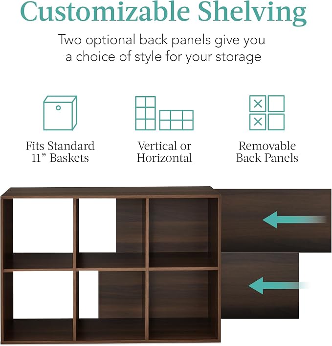 Best Choice Products 6-Cube Storage Organizer, 11in Shelf Opening, Display Shelf - Image 3