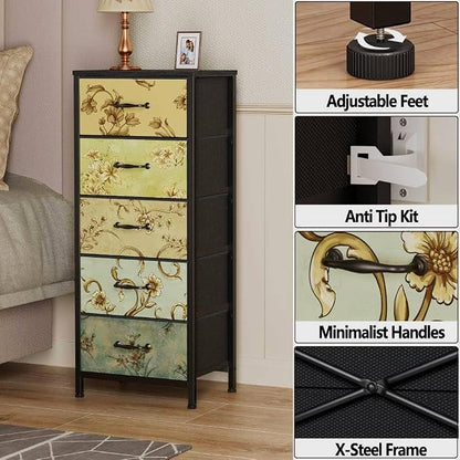 Furnulem 5 Drawer Dresser for Bedroom, Vintage Tall Skinny Storage Dressers | - Image 7