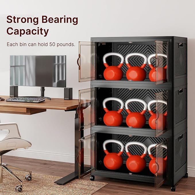 UAMFURI Stackable Storage Bins, 525QT Collapsible Drawers - Image 4