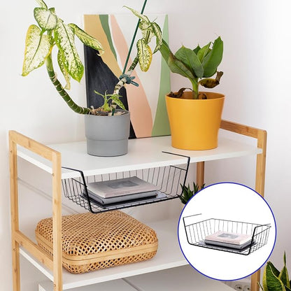 8 Pack Hanging Under Shelf Storage Basket, Steel Hanging Wire Rack Storage - Image 6