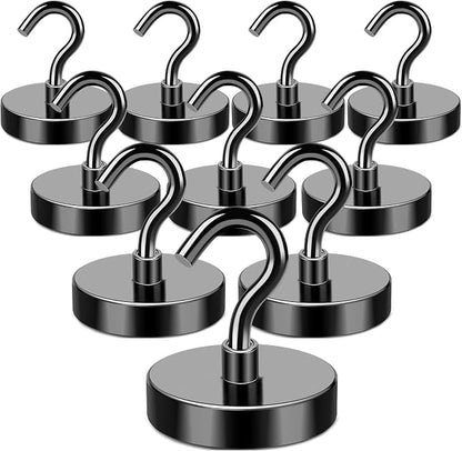 MIKEDE Black Magnetic Hooks Heavy Duty, 170LB+ Strong Neodymium Magnets by MIKEDE