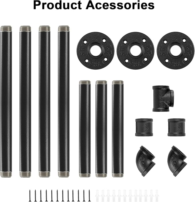 Industrial Iron Pipe Clothes Hanging Bar DIY Wall-Mounted Garment Rack Heavy - Image 8