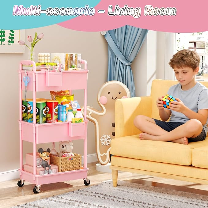 SUNALLY Baby Diaper Caddy Cart, 3 Tier Rolling Diaper Cart - Image 6