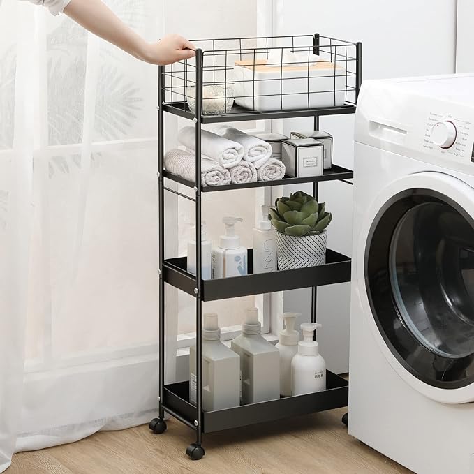 KINGRACK Slim Rolling Storage Cart 4 Tier - Image 3