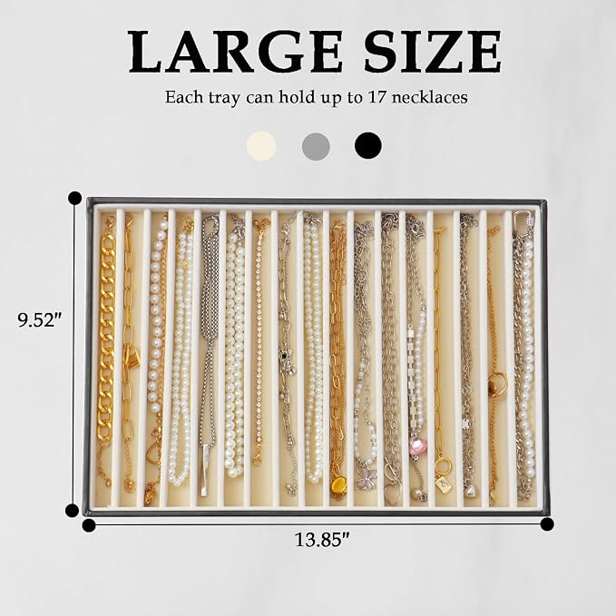Large Jewelry Organizer Tray 2 Pack, Stackable Jewelry Storage Holder - Image 4