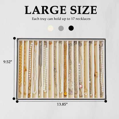 Large Jewelry Organizer Tray 2 Pack, Stackable Jewelry Storage Holder - Image 4