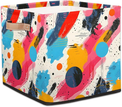 TropicalLife 13x13x13 Inch Large Fabric Storage Cube Abstract Art Painting by TropicalLife