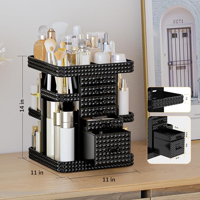 360 Rotating Makeup Organizer for Vanity, Large Skin Care Organizer - Image 3