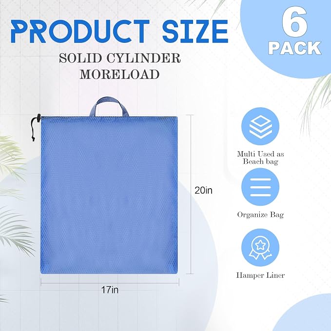 6 Pack 20 x 17 Inches Colorful Mesh Laundry Bag Soft - Image 2