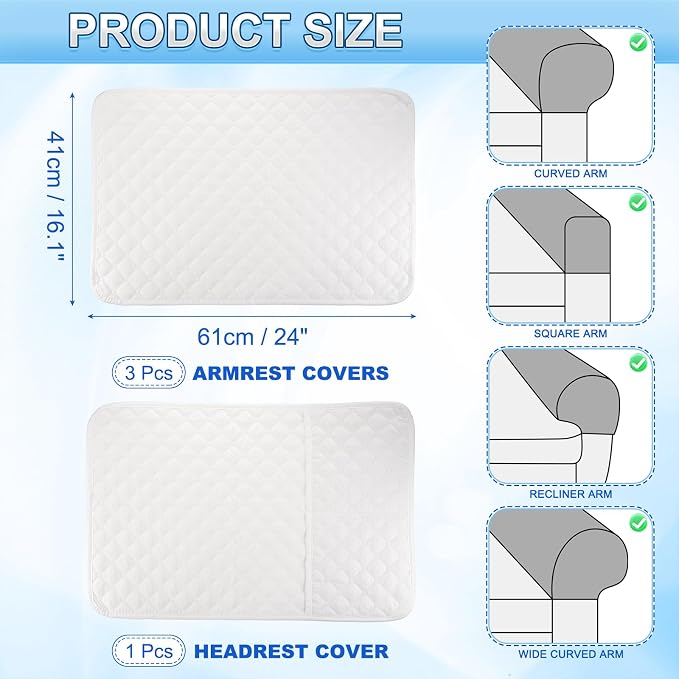 uxcell 4Pcs Sofa Armrest Covers, Armchair Covers - Image 2