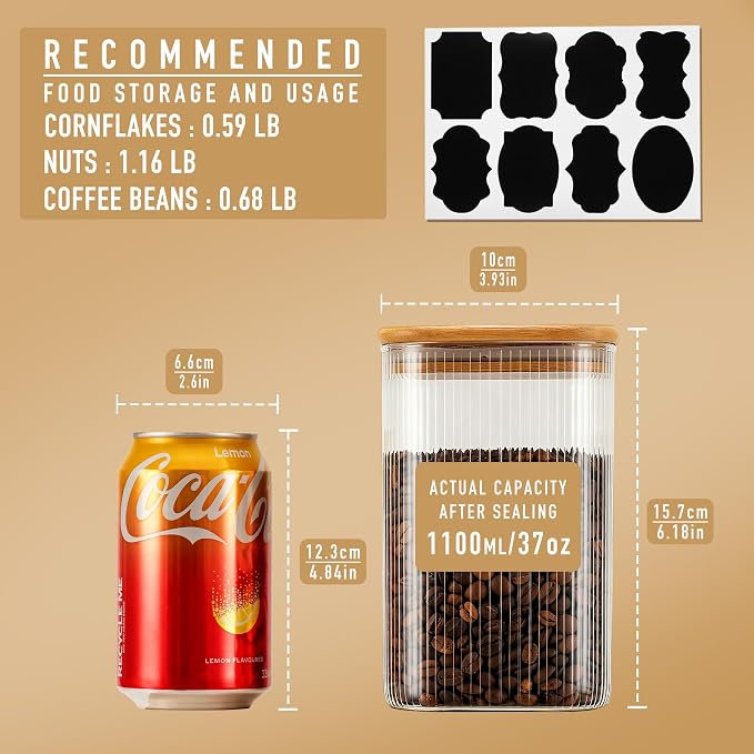 37oz Airtight Glass Square Storage Canisters - Image 2
