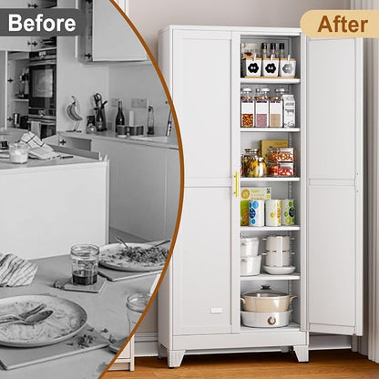 75" White Metal Storage Cabinet - Image 7