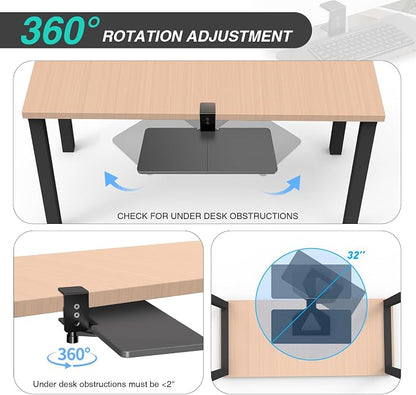Large Under Desk Rotatable Computer Keyboard and Mouse Tray, 23 x 10 inch Extra - Image 6