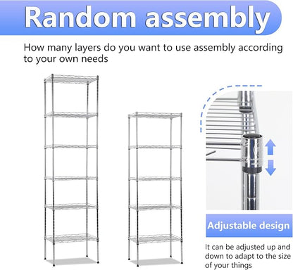 BestOffice | 6-Tier Wire Storage Shelves | 17x12x64 | Chrome | - Image 6