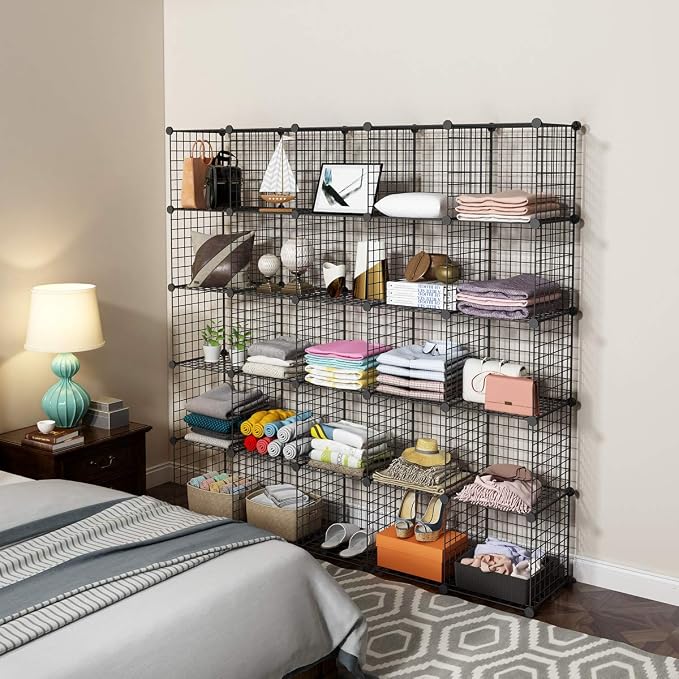 KOUSI 14"x14" Wire Cube Storage, Metal Grid Organizer, 25-Cube Modular Shelving - Image 4