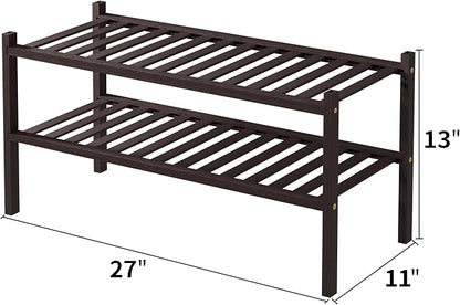 ROMGUAR CRAFT 2 Tier Bamboo Shoe Rack - Image 3