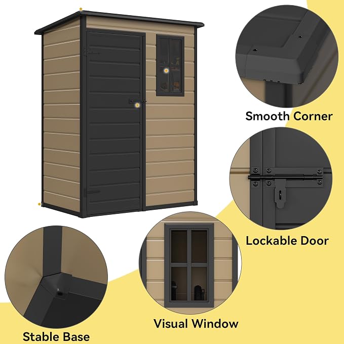 DWVO 5x3ft Resin Outdoor Storage Shed - Image 4