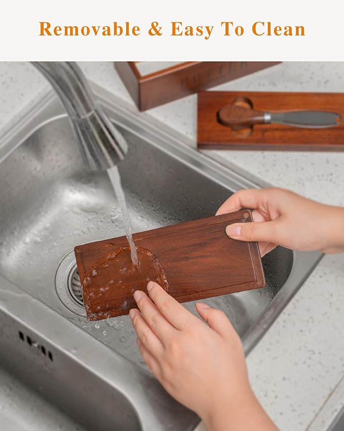 Butter Dish with Magnetic Lid, Acacia Wood Butter Keeper With Knife, Detachable - Image 8