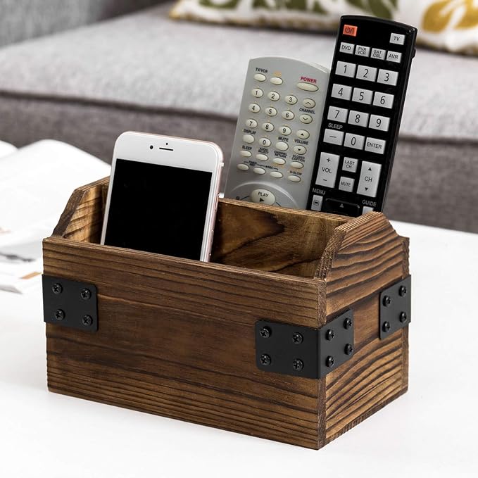 MyGift Wood TV Remote Control Holder, Remote Organizer Storage Caddy - Image 3