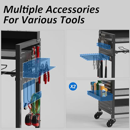 Power Tool Organizer Cart with 8 Charger Ports & Adjustable Storage, Garage - Image 5