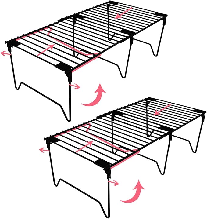1/2-Piece Set freezer organizer, Stackable Cabinet Organizer Shelves, Foldable by Unknown
