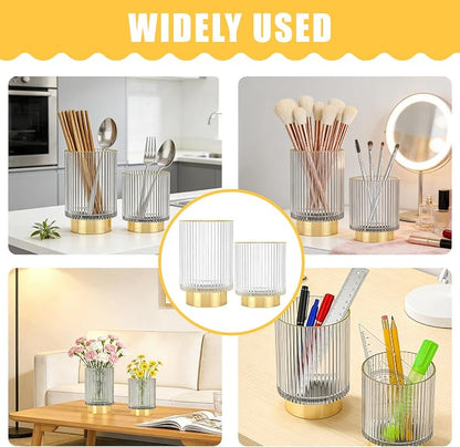 Makeup Brush Holder Organizer, Heavy Crystal Glass Brush Storage Holder - Image 5