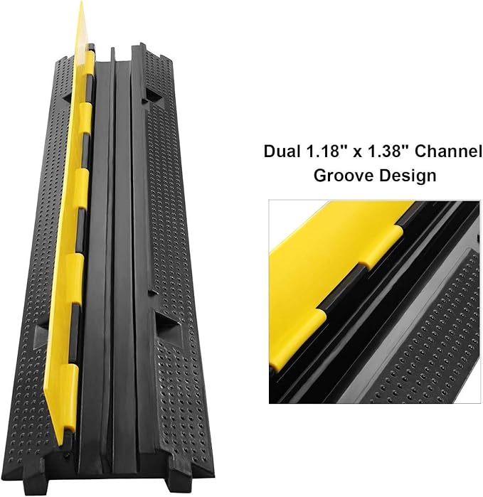 Reliancer 3 Pack Dual Channel Rubber Cable Protector Ramp 2 Channel Traffic - Image 4