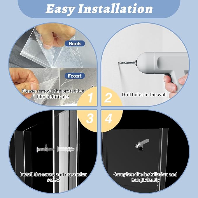 Iridescent Acrylic Wall Mounted Brochure Holder, 6 Magazine Holders and 12 - Image 4