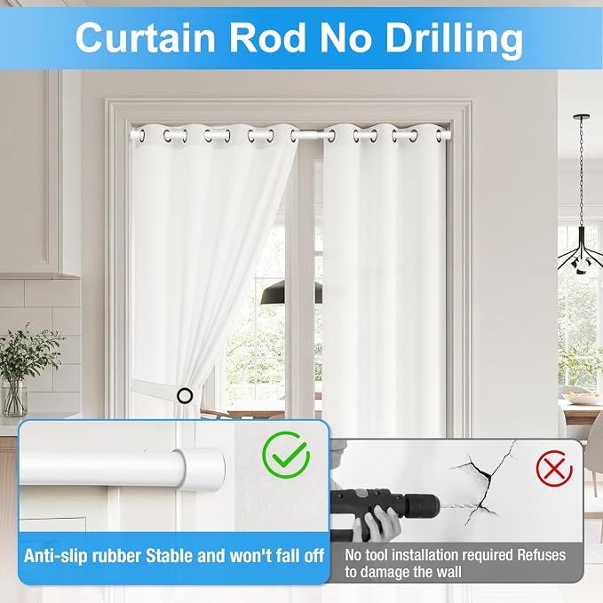 2 Pack Spring Loaded Tension Rod 48-59" Adjustable Curtain Rods No Drill - Image 4
