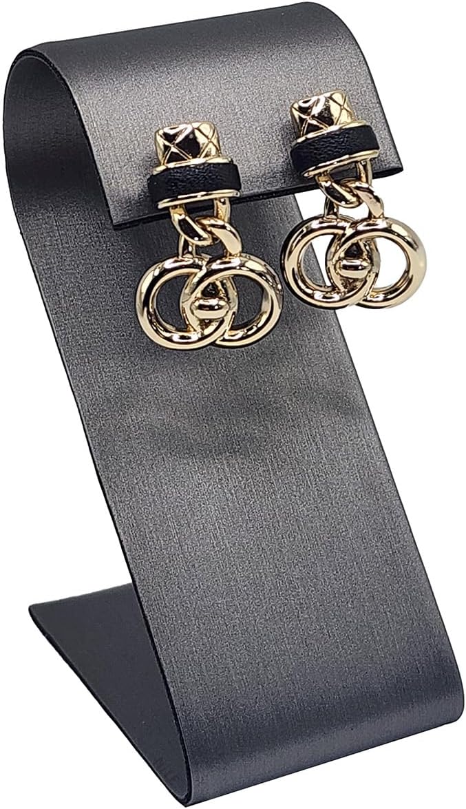 MOOCA 6 Pcs Set Metal Steel Gray Faux Leather Earring Display Stand Displays - Image 3