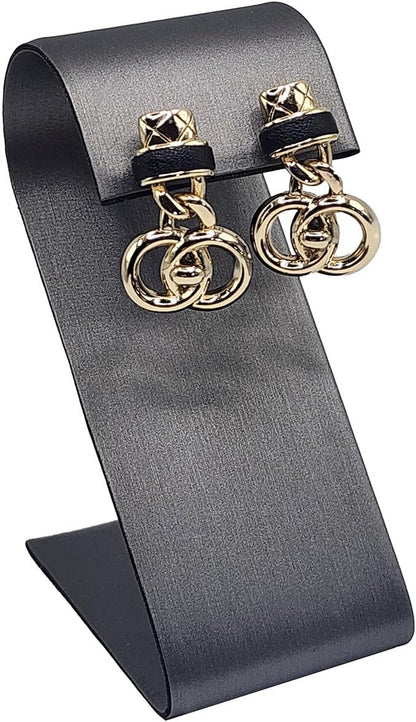 MOOCA 6 Pcs Set Metal Steel Gray Faux Leather Earring Display Stand Displays - Image 3
