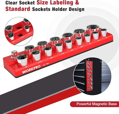 WORKPRO Magnetic Socket Organizer, 1/2-Inch SAE Sockets Holder, Socket Trays - Image 5