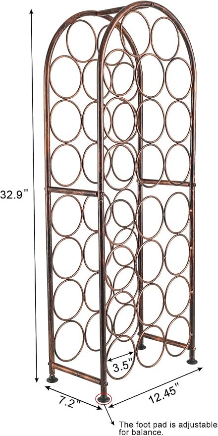 PAG 23 Bottles Arched Freestanding Floor Metal Wine Rack Wine Bottle Holders - Image 4