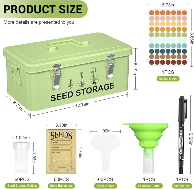 60 Slots Seed Organizer Seed Storage Seed Box 3 Compartments Seeds Organizer - Image 2