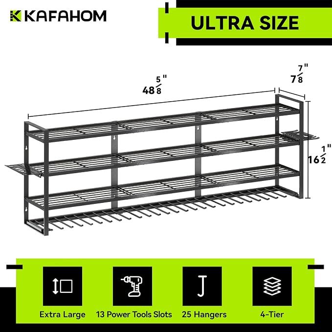 KAFAHOM Large Power Tool Organizer Wall Mount-13 Drill Holder - Image 5