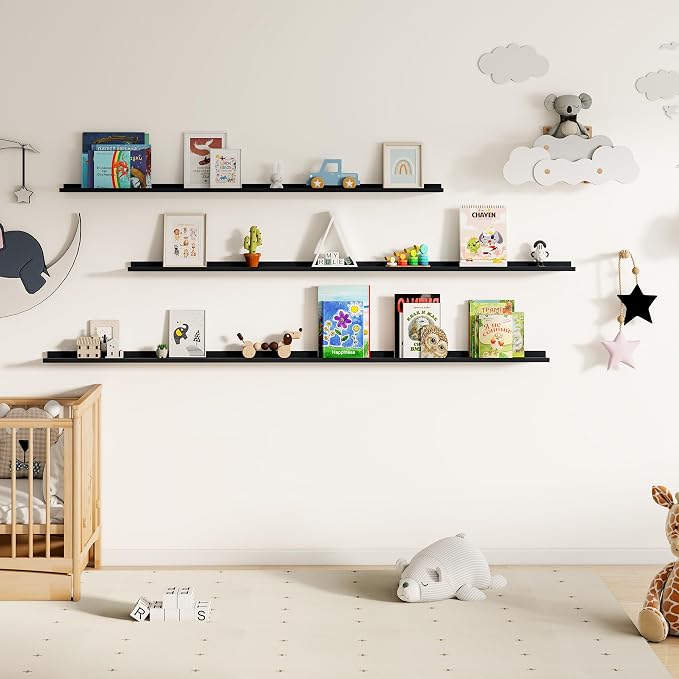 Floating Picture Ledge Shelves for Wall Set of 2, 84 Inches Picture Ledge Shelf - Image 7