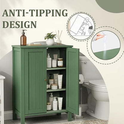 Bonnlo Free Standing Bathroom Cabinet, Sage Green Accent Storage Cabinet - Image 8