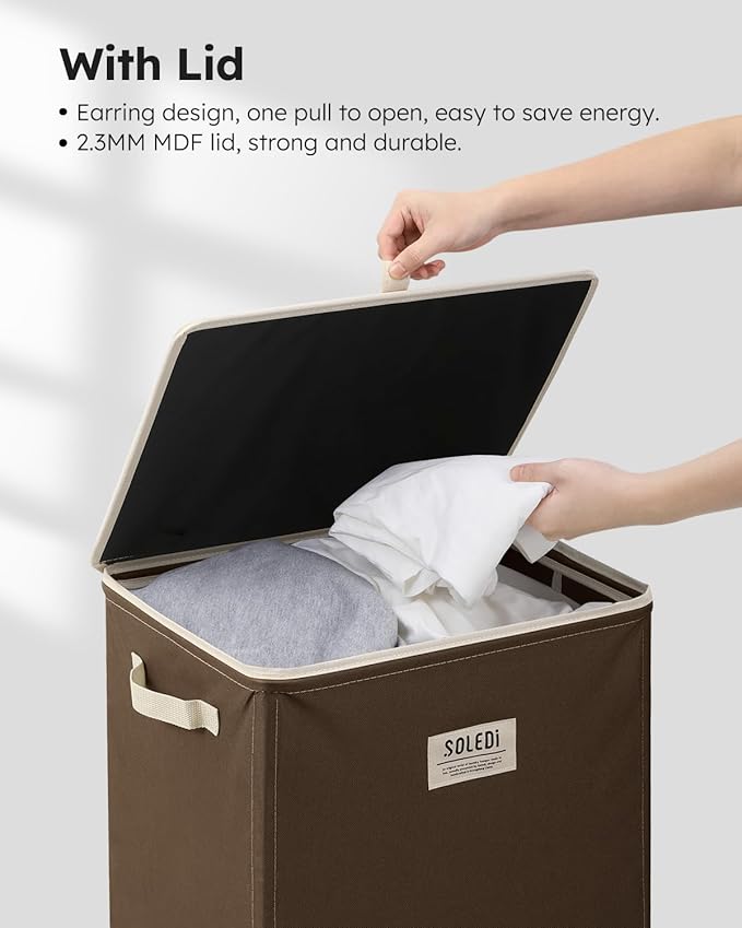 SOLEDI Laundry Hamper with Lid 100L Large & Tall Collapsible Laundry Basket - Image 6