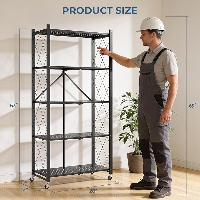 Upgraded 18% Thickened Portable 5-Tier Foldable Storage Shelves - Image 2