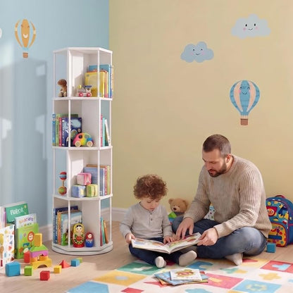 VIWODS 4 Tier Rotating Bookshelf Tower, 360° Display Spinning Bookcase - Image 7