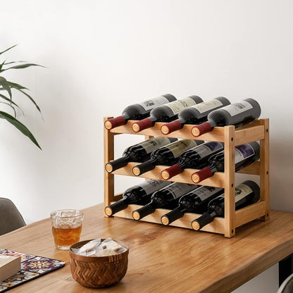 VASMIA Bamboo Wine Rack, Sturdy and Durable Wine Storage Cabinet Shelf - Image 3