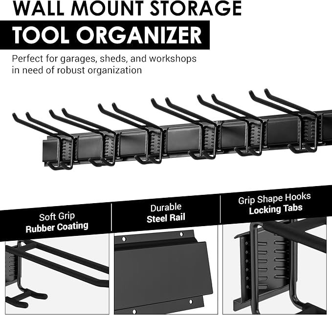 Feller 9-Piece Garage Slatwall Hook Kit – 6 Double Utility Hooks + 3 Mounting - Image 2