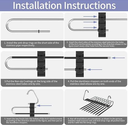 Upgrade 9 Layers Pant Hangers Space Saving, Non Slip Stainless Steel - Image 5